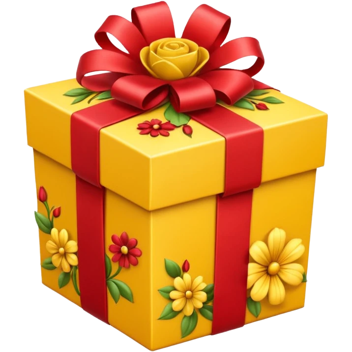 Decorative flower Gift Box yellow emoji