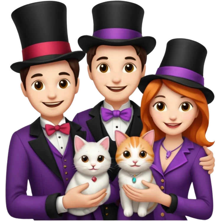magician couple and their pet cat emoji