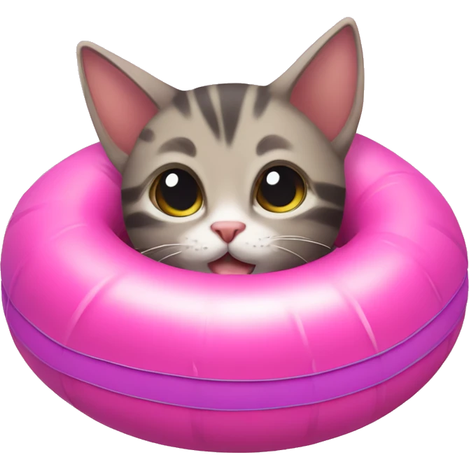Kitten floating on inner tube in summer emoji
