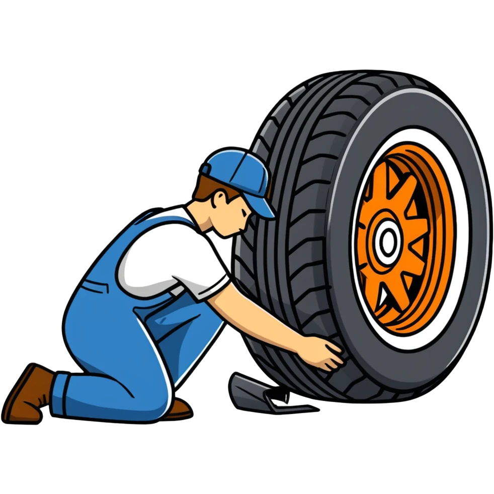 Mechanic changing tire emoji