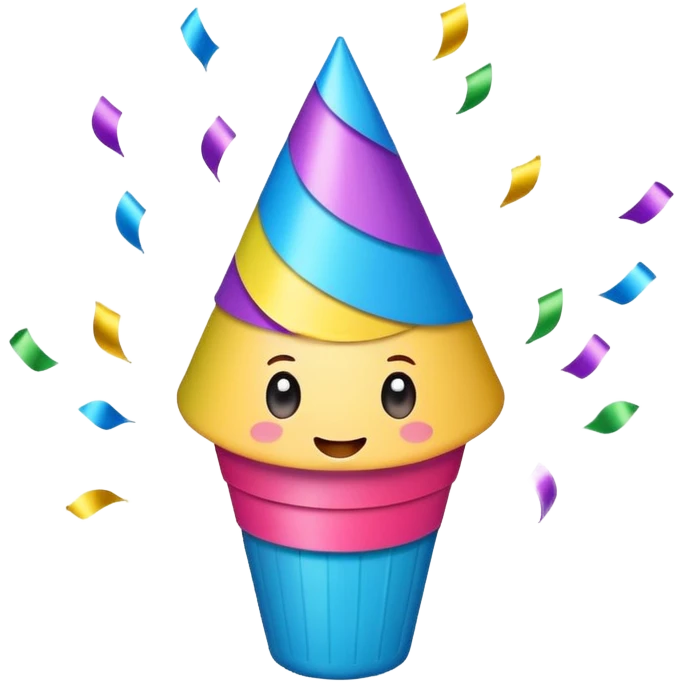 adorable party popper, bright and playful, confetti explosion emoji