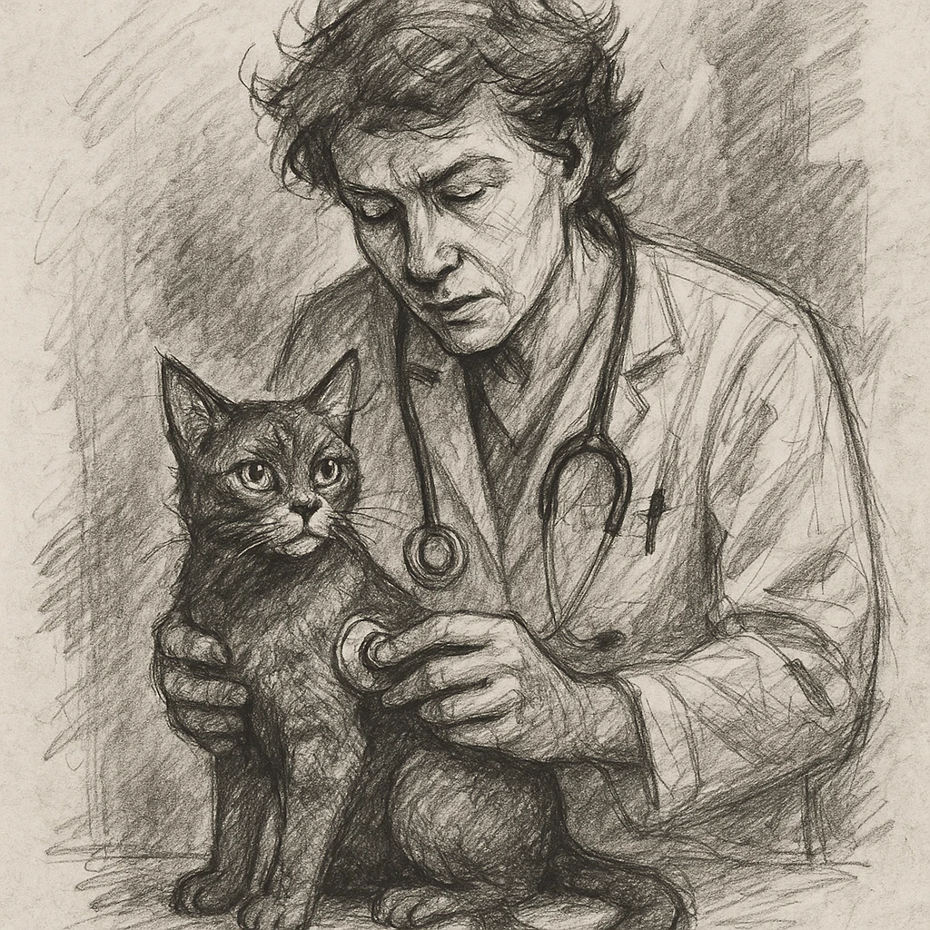 veterinarian examining a cat emoji