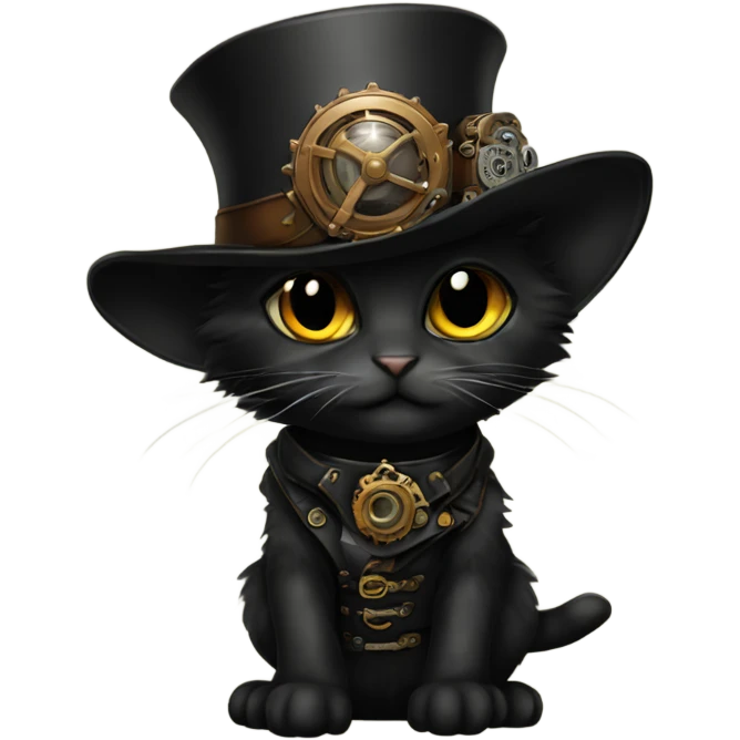 Steampunk black kitten emoji