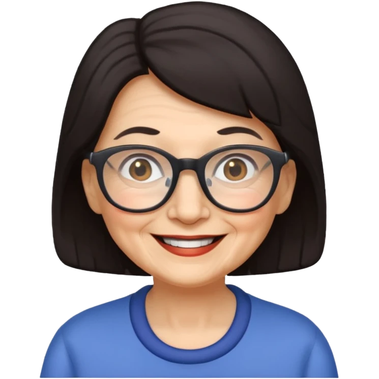 Old woman dark hair glasses emoji
