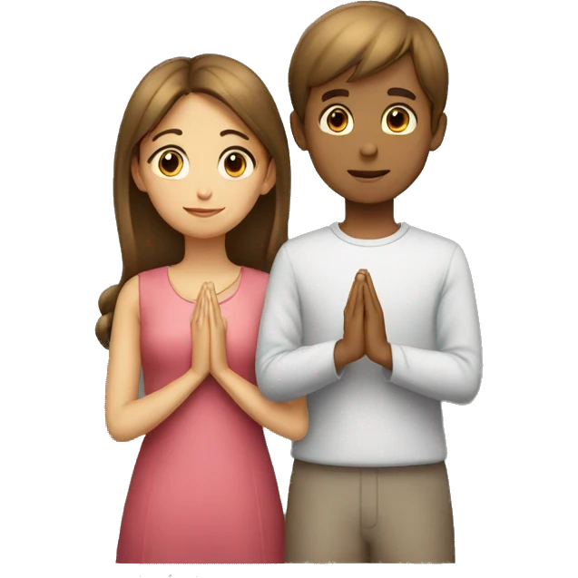 A girl and a boy praying  emoji