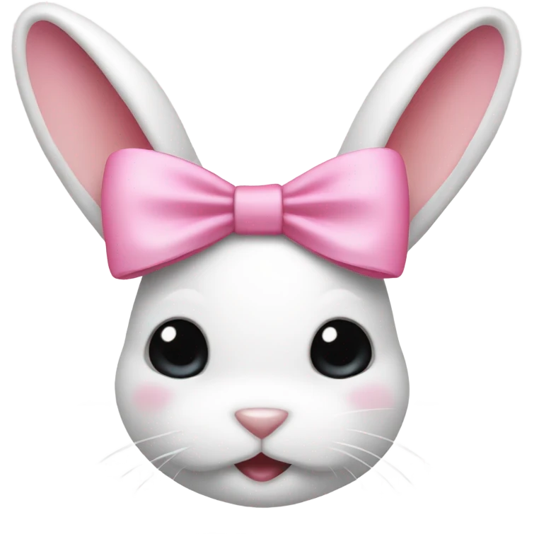 coquette pink bow on a white bunny  emoji