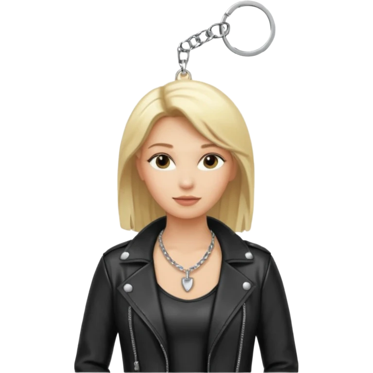 Dominatrix with blonde hair, leather outfit, keychain necklace emoji