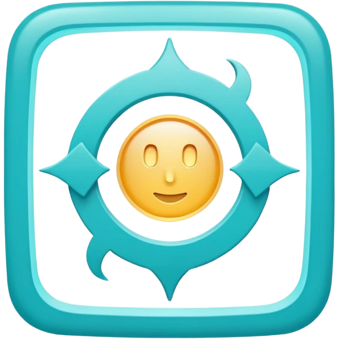 a Tiny compressed Stylized light-turquoise wind wind symbol inside a white square icon, light turquoise borders emoji