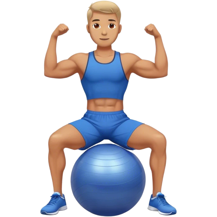 fit man with blue shorts stability ball exercises emoji