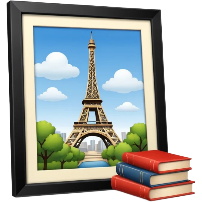 Eiffel Tower with a book next to it emoji