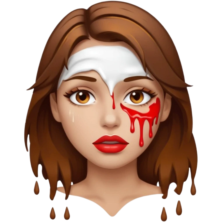 Brown Hair, Woman, white paint drip, face, hot, Sexy, lips emoji