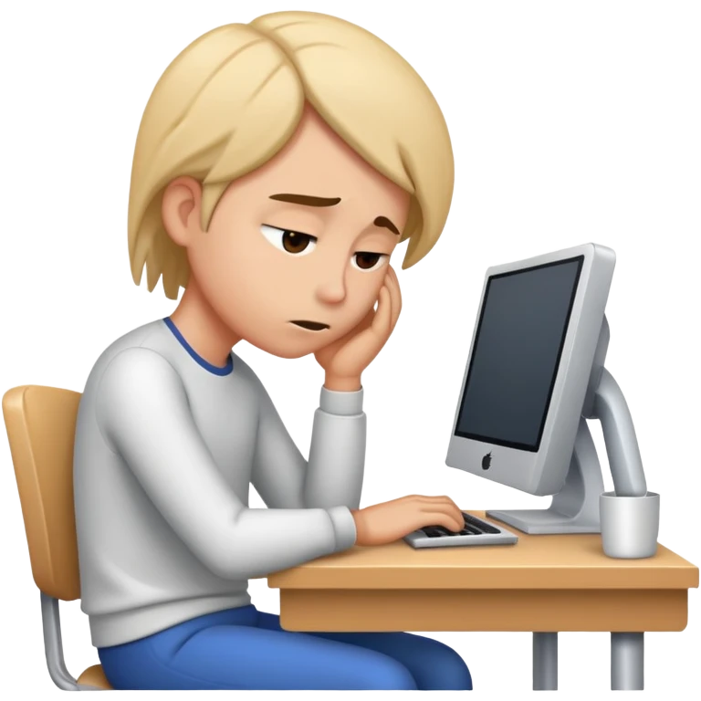 meme of tired person at computer  emoji