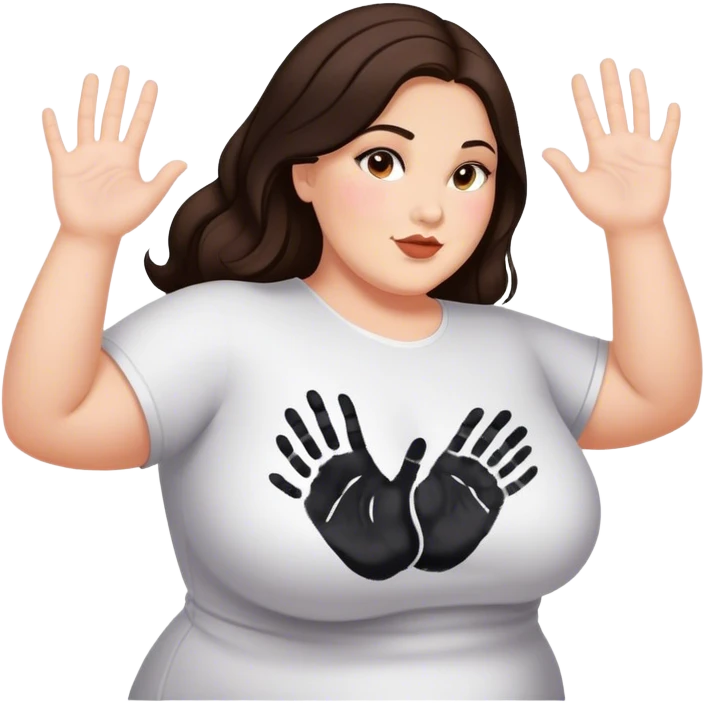 plus size brunette back booty with hand print on booty sfw emoji
