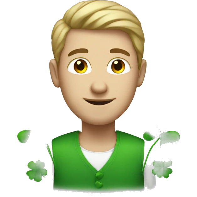 white man with four leaf clover emoji