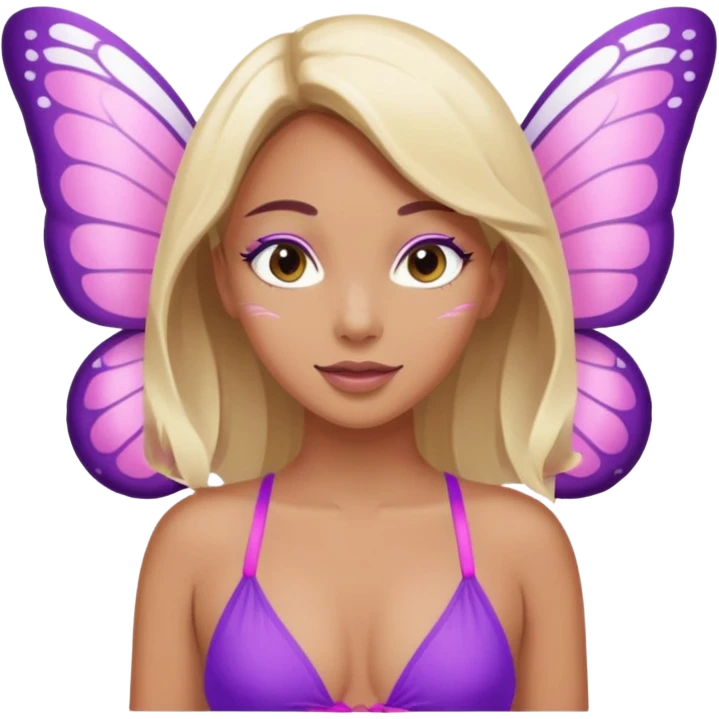Mommy Pink Swimsuit White Butterfly Wings And  Mommy Purple Swimsuit White Butterfly Wings emoji