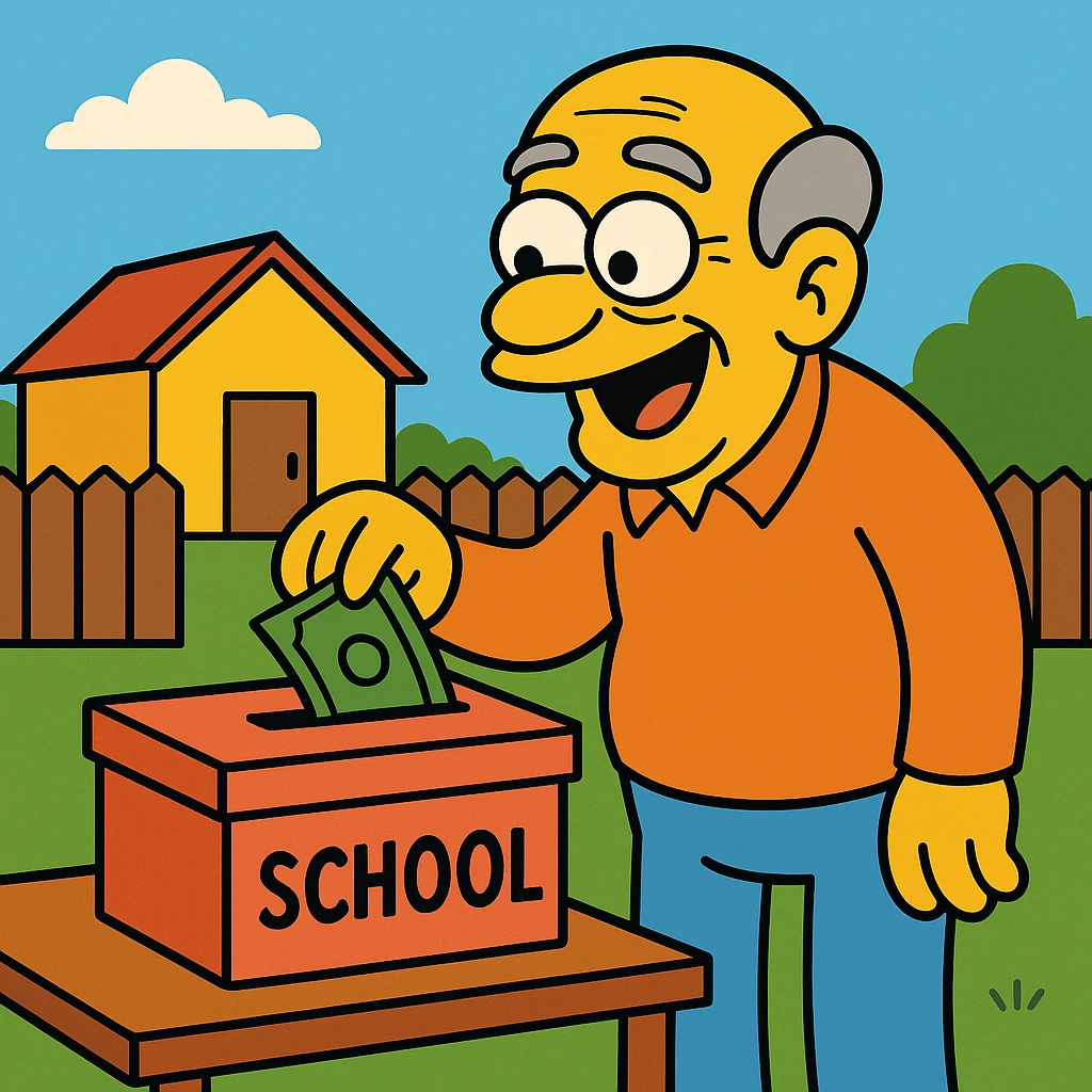 The benevolent old man donated money to the school. emoji