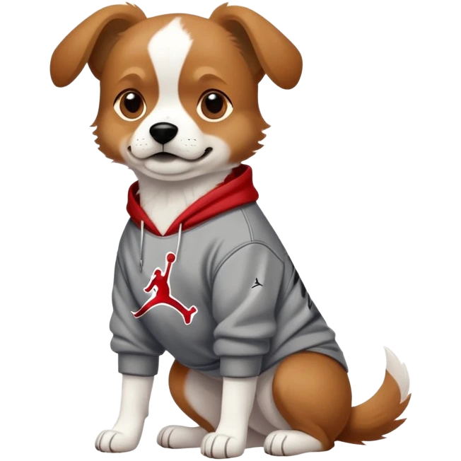 Dog wearing a Nike Jordan sweatshirt  emoji