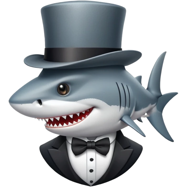 Shark with a top hat emoji