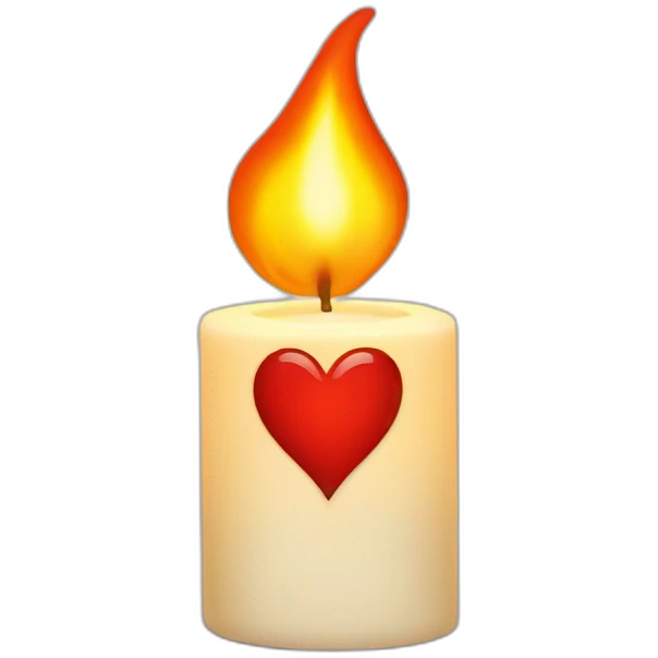 Heart-shaped flame on a candle emoji