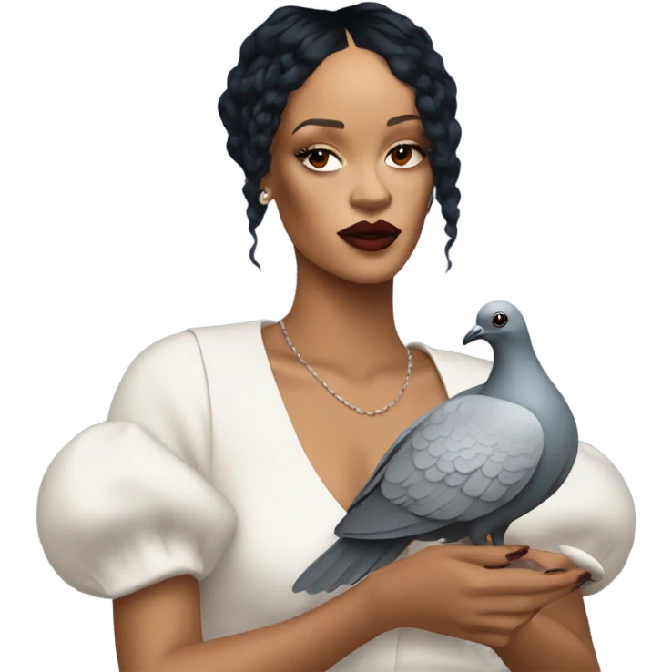 Rihanna with a pigeon  emoji
