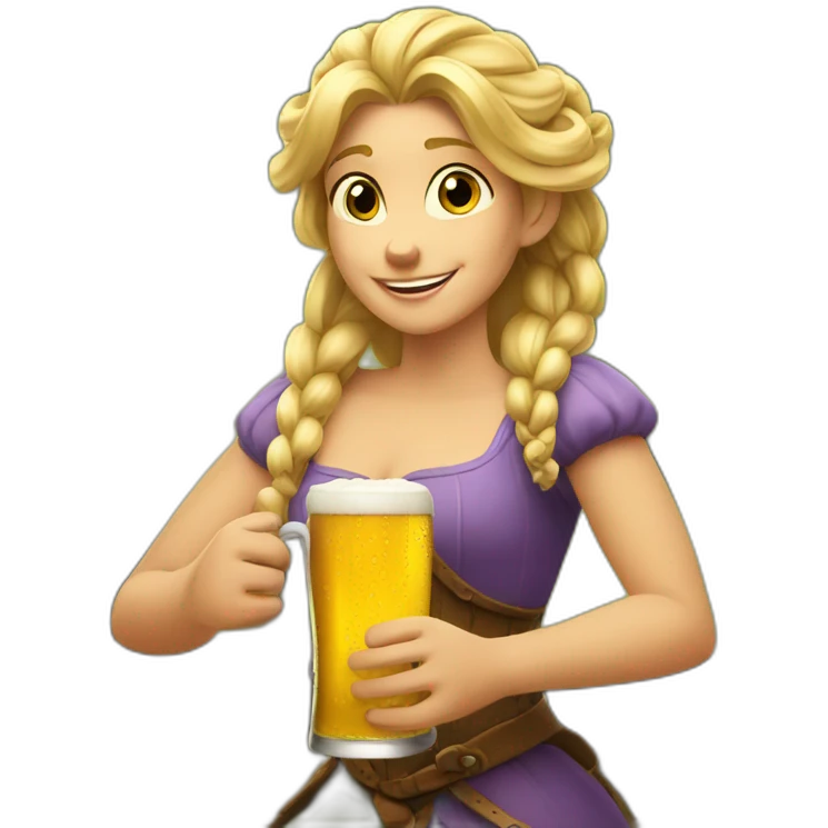 Raiponce with beer emoji