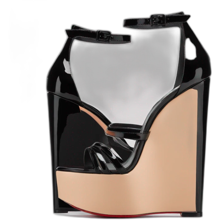 Platform wedges black louboutin sandal emoji