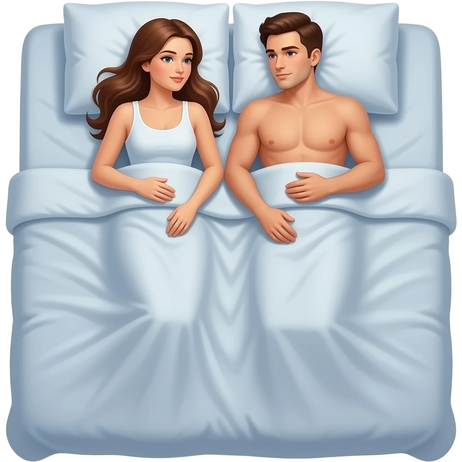 Naked  Couple in bed without sheets emoji