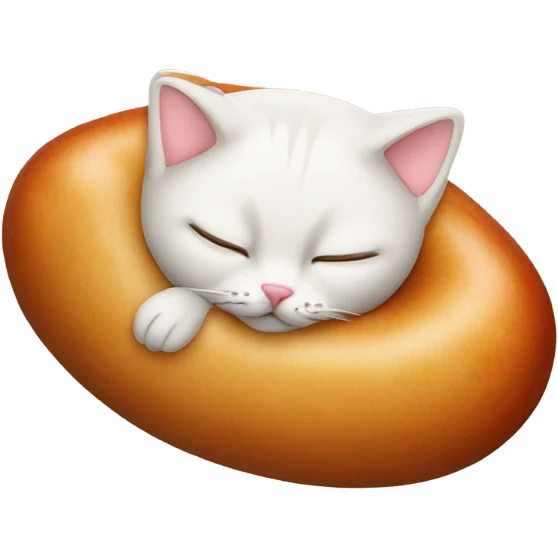 A cat sleeping on a sausage emoji
