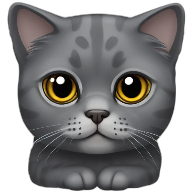 Gato Scottish fold gris oscuro con orejas dobladas emoji