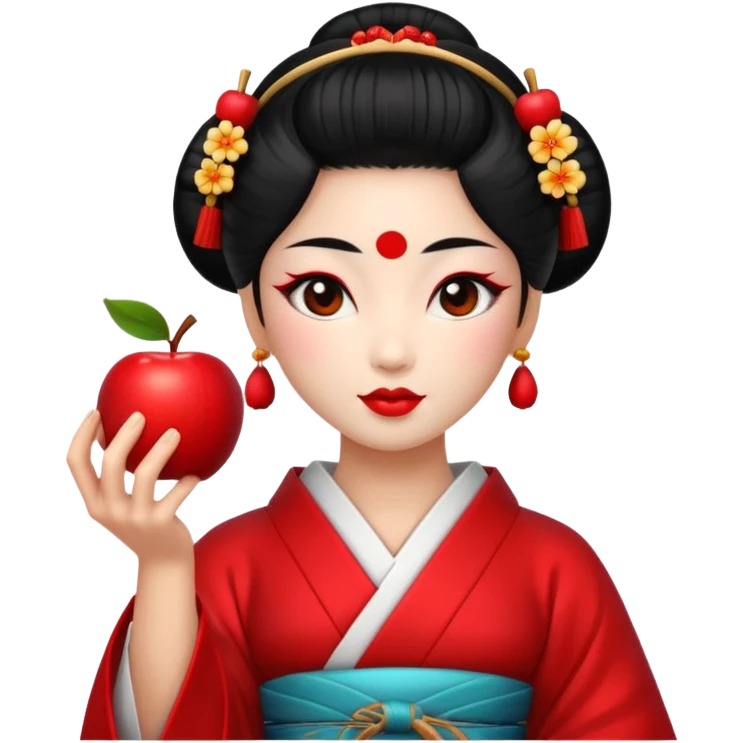geisha god with an apple emoji