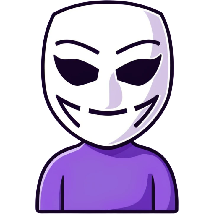 purple character with a white mask emoji
