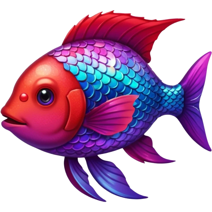 color gradient between red and purple glitter cute happy fish emoji