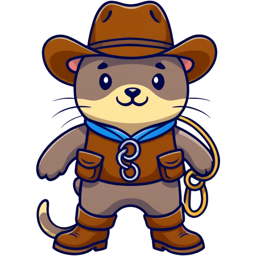 otter cowboy with lasso and boots emoji