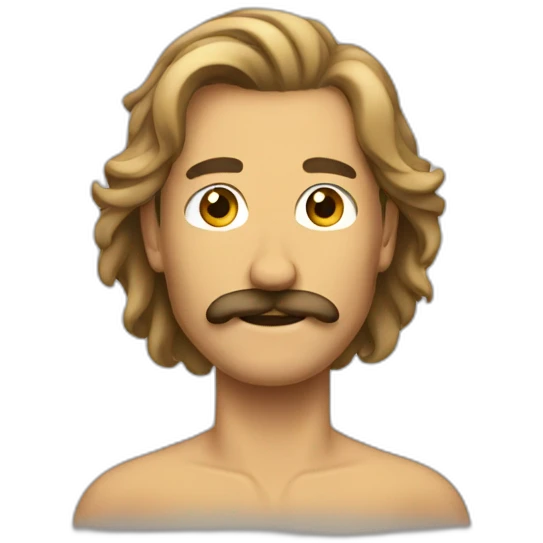 Tan fit very long hair man with a mustache emoji