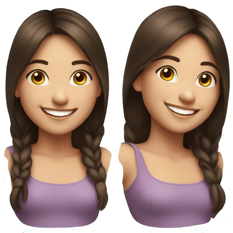 joyful brunette girl with smile realistic  emoji