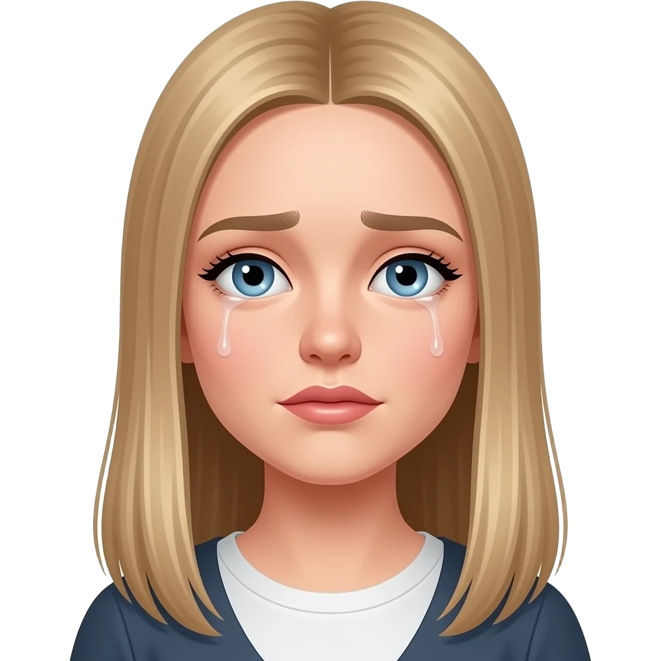 fai un set di emoji come soggetto una bella ragazza russa bionda capelli lisci lunghi e occhi chiari e pianto emoji