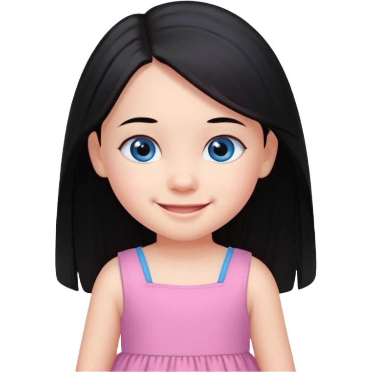 3yr old girl long straight black hair blue eyes happy emoji