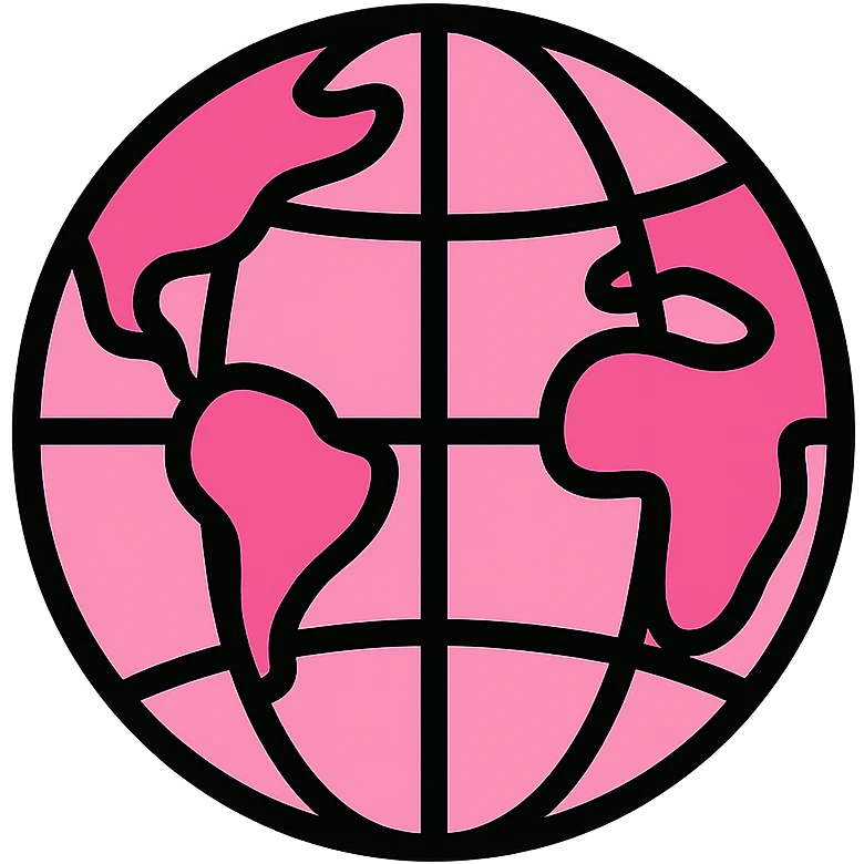 pink globe, minimal and modern, sleek design emoji