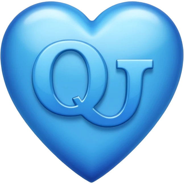 a blue heart with the letter Q in it emoji