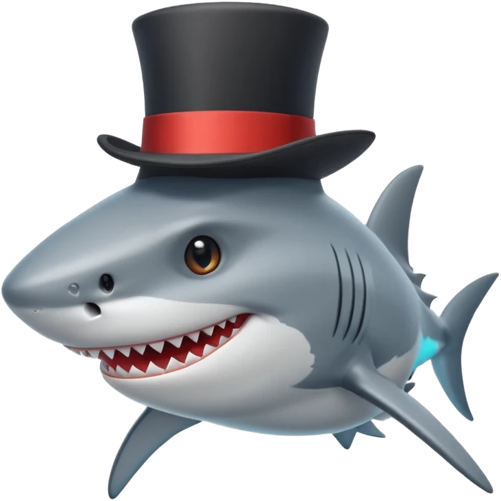 Shark with a top hat emoji