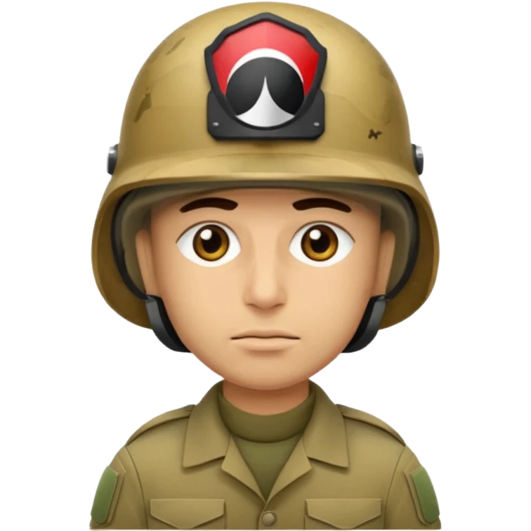 tired Iraqi military, in a helmet emoji