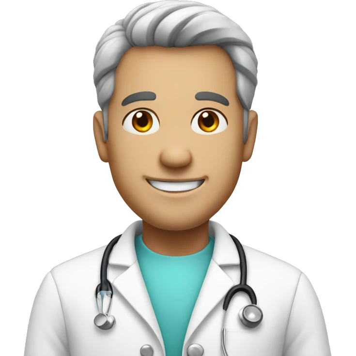 smiling man in doctors coat emoji