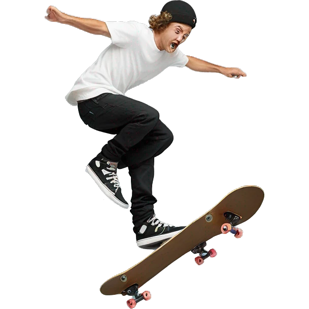 chris joslin doing a treflip on a skateboar emoji