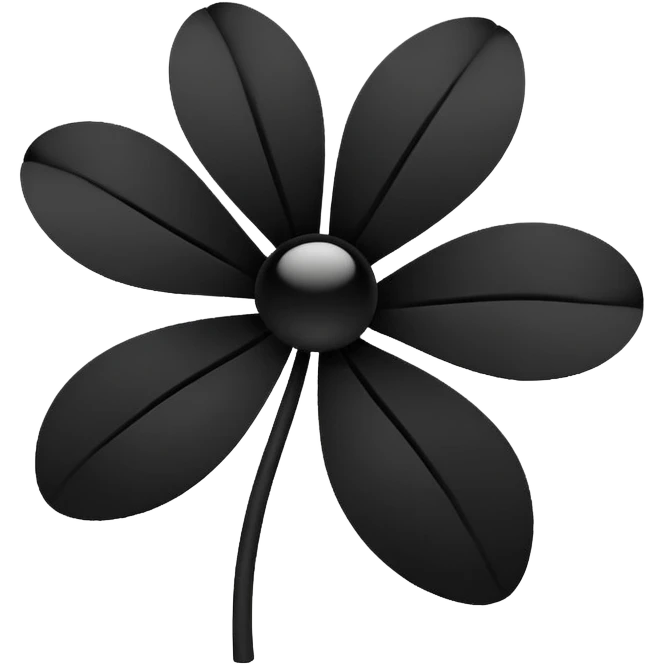 Minimalistic abstract flower made of five simple black petals on white emoji