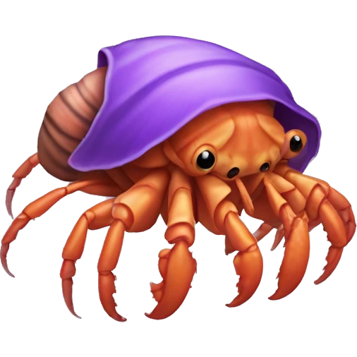 Purple orange smiling hermit crab less leggu emoji