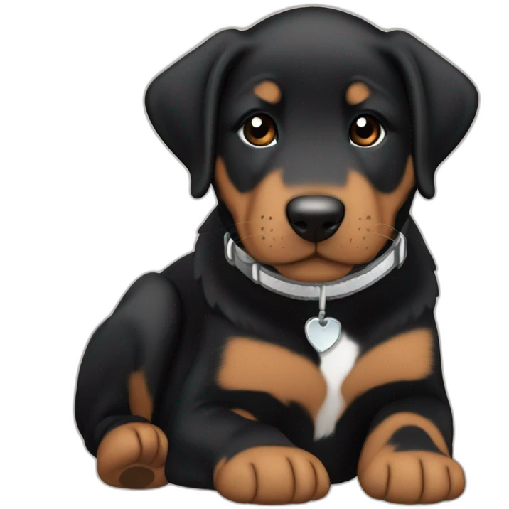 Sleeping black and brown beauceron puppy with white chest and chin emoji