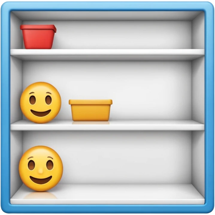 emoji of open magazine, inside the magazine there are illustrated empty shelfs emoji