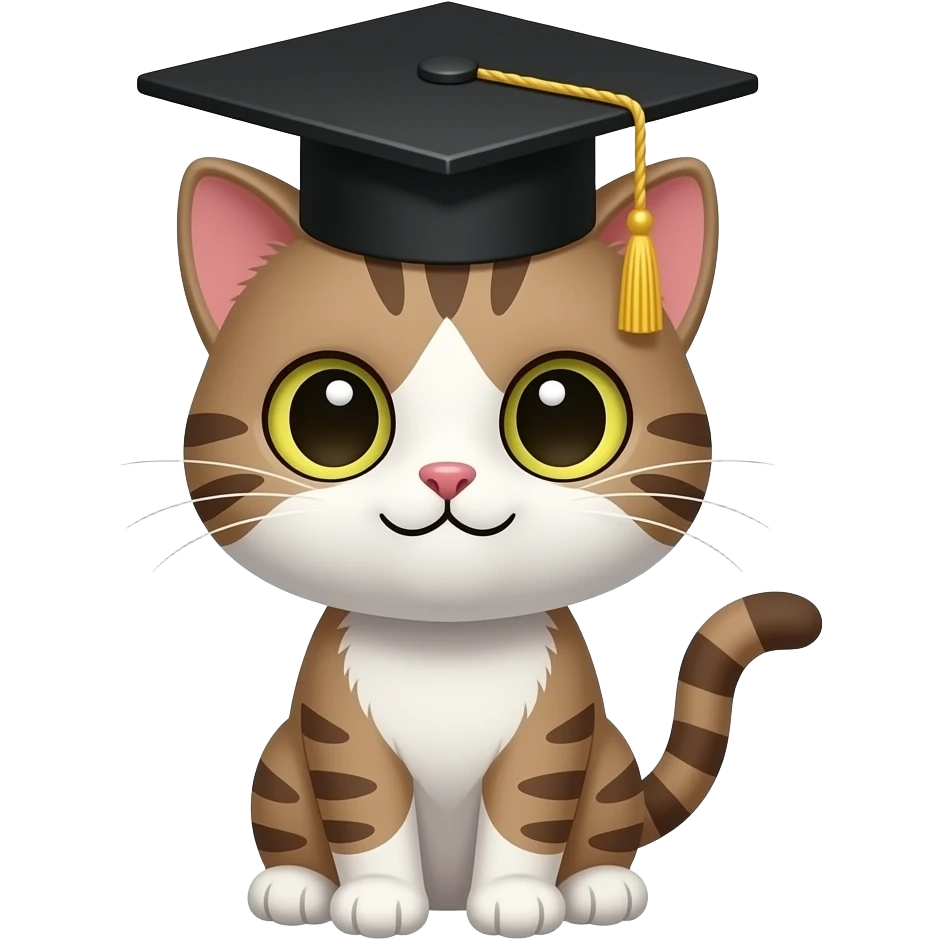 GATO COQUETO ROCKERO CON UN SOMBRERO  DE GRADUADO emoji