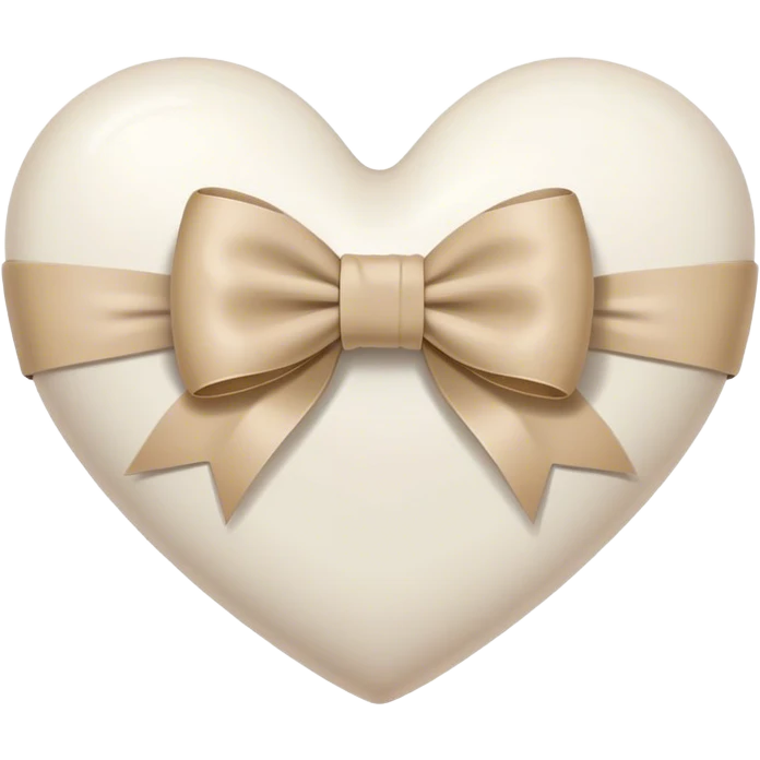 white heart with beige bow emoji