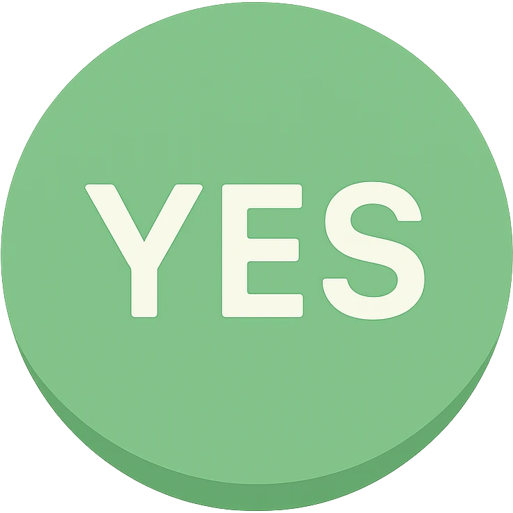 green ball featuring the word YES, modern color icon style emoji